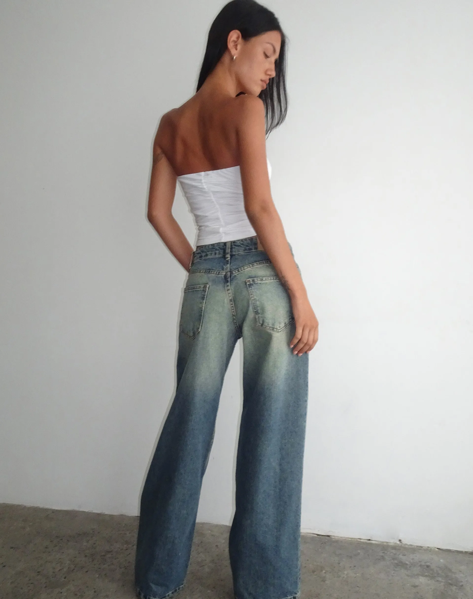 Motel Rocks Wide Leg Pants | Low Rise Pants-Roomy Extra Wide Low Rise Jeans in Extreme Blue Green ExtremeBlueGreen