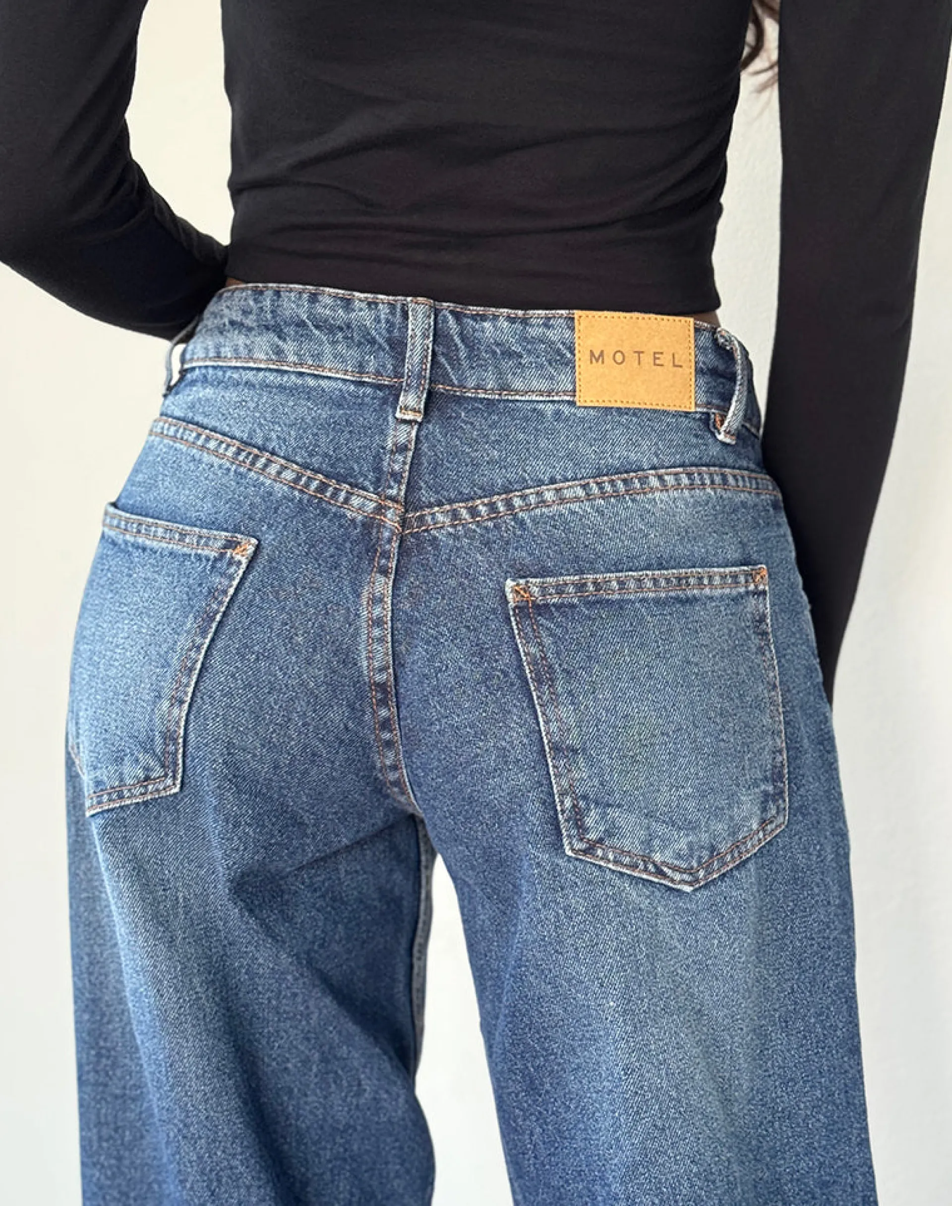 Motel Rocks Jeans | Roomy Jeans-Roomy Extra Wide Low Rise Jean in College Blue collegeblue