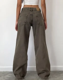 Motel Rocks Jeans | Roomy Jeans-Roomy Extra Wide Low Rise Jeans in Dark Black Sand DarkBlackSand