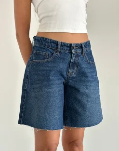 Motel Rocks Jorts-Roomy Low Rise Jorts in Mid Blue Used MidBlueUsed