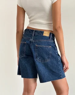 Motel Rocks Jorts-Roomy Low Rise Jorts in Mid Blue Used MidBlueUsed