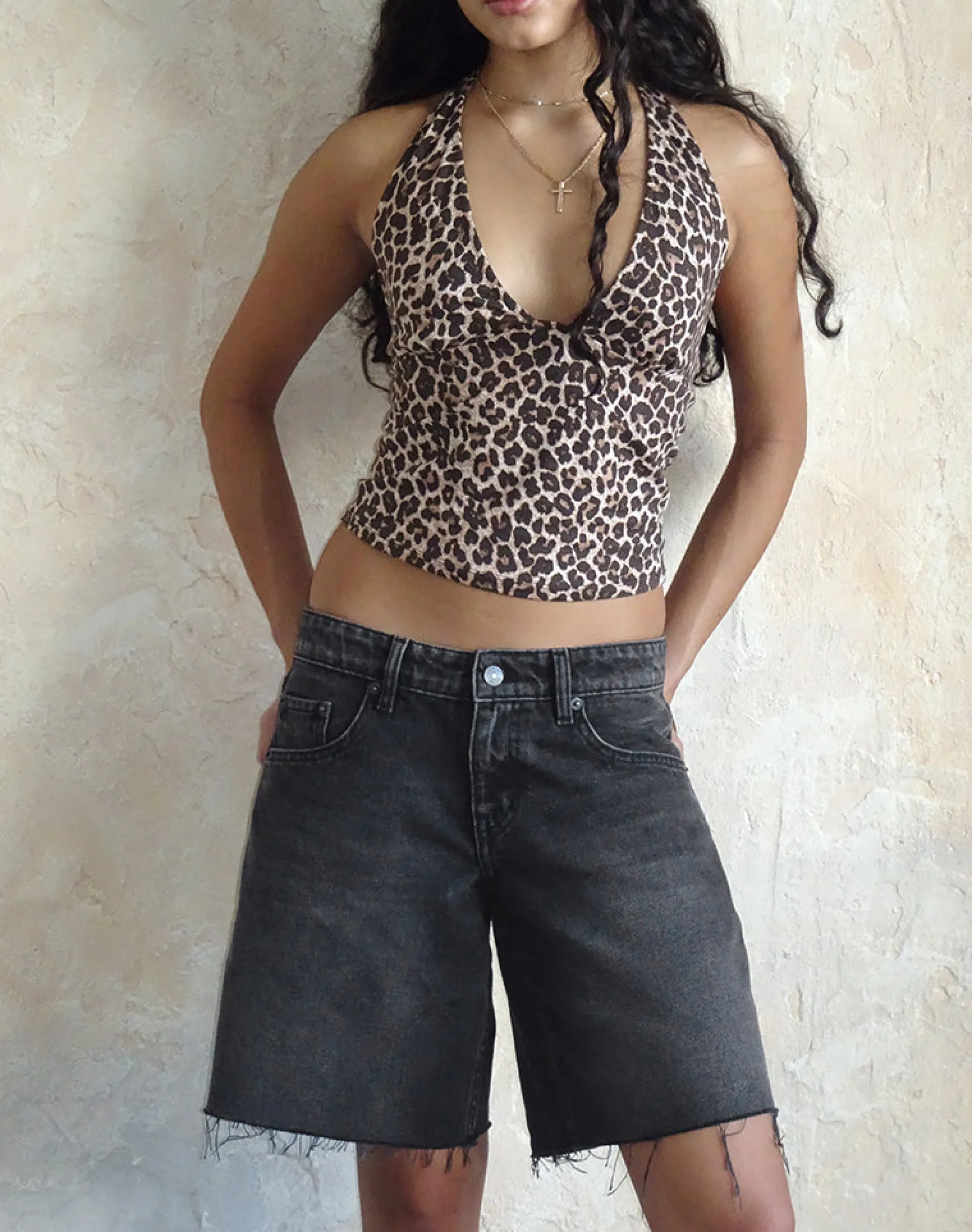 Motel Rocks Jorts-Roomy Low Rise Jorts in Washed Black Grey WashedBlackGrey