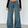 Motel Rocks Jeans-Roomy Oversized Low Rise Jeans in Vintage Blue Green VintageBlueGreen