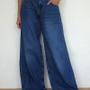 Motel Rocks Jeans | Roomy Jeans-Roomy Oversized Low Rise Jeans in Mid Blue Used MidBlueUsed