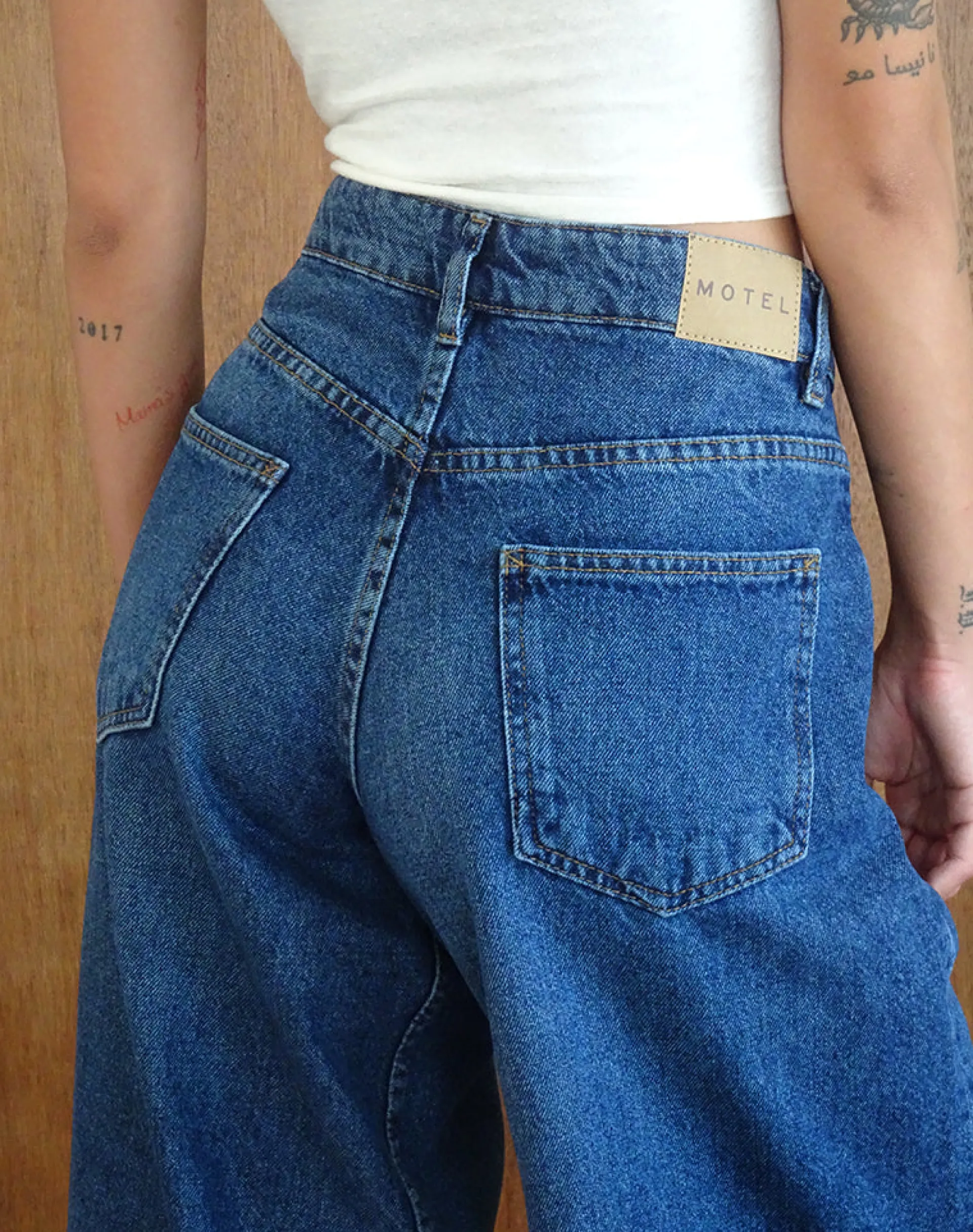 Motel Rocks Jeans | Roomy Jeans-Roomy Oversized Low Rise Jeans in Mid Blue Used MidBlueUsed