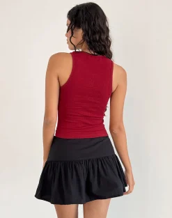 Motel Rocks Basic Tops | Vest Tops-Roxe Ribbed Vest Top in Adrenaline Red AdrenalineRed
