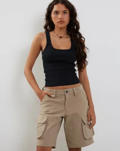Motel Rocks Basics | Basic Tops-Roxe Ribbed Vest Top in black