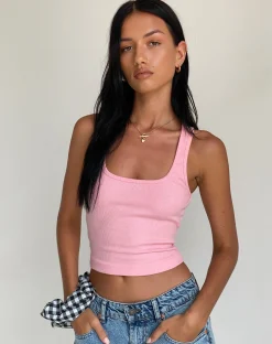Motel Rocks Basics | Vest Tops-Roxe Ribbed Vest Top in Ballet Pink balletpink