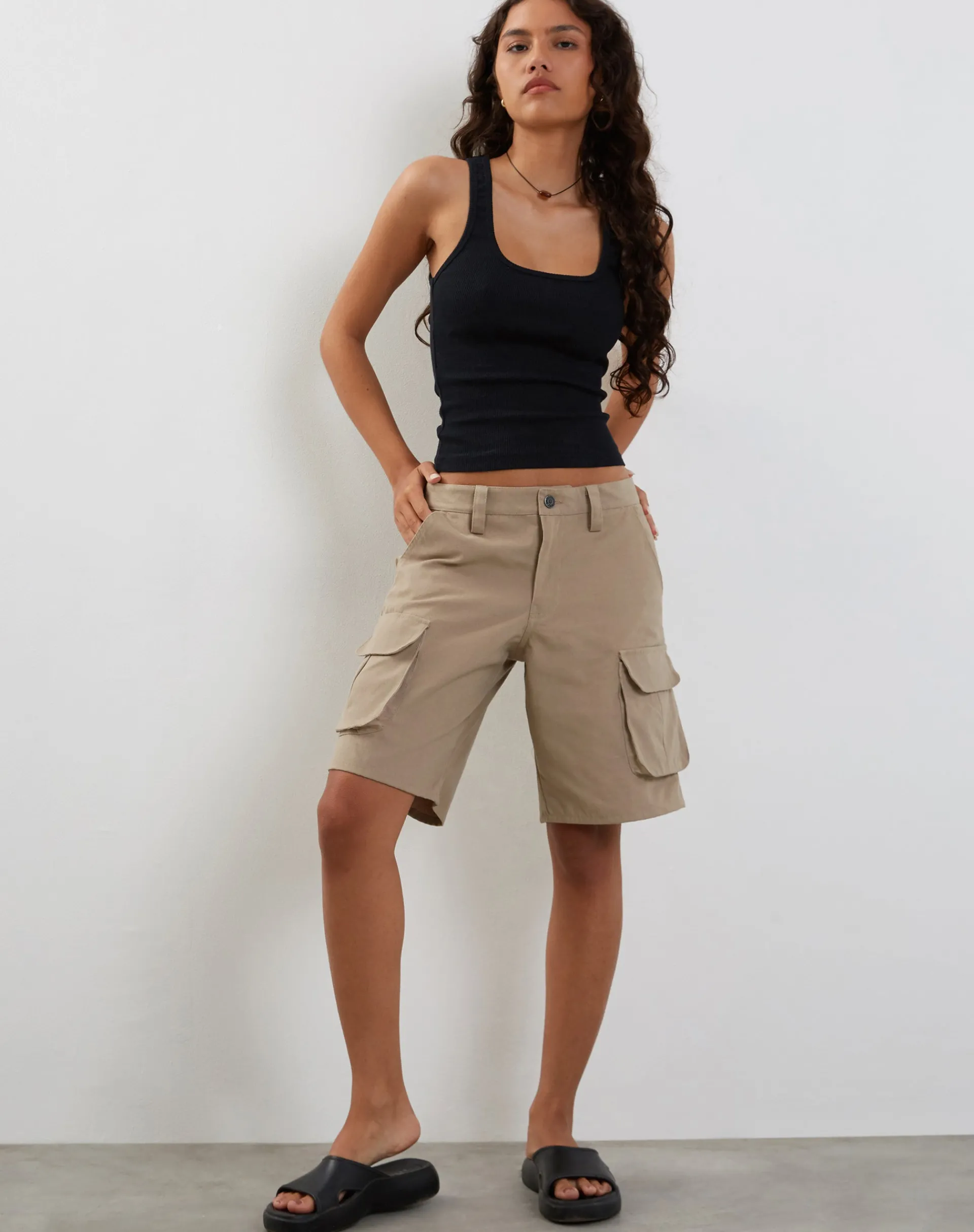 Motel Rocks Basics | Basic Tops-Roxe Ribbed Vest Top in black
