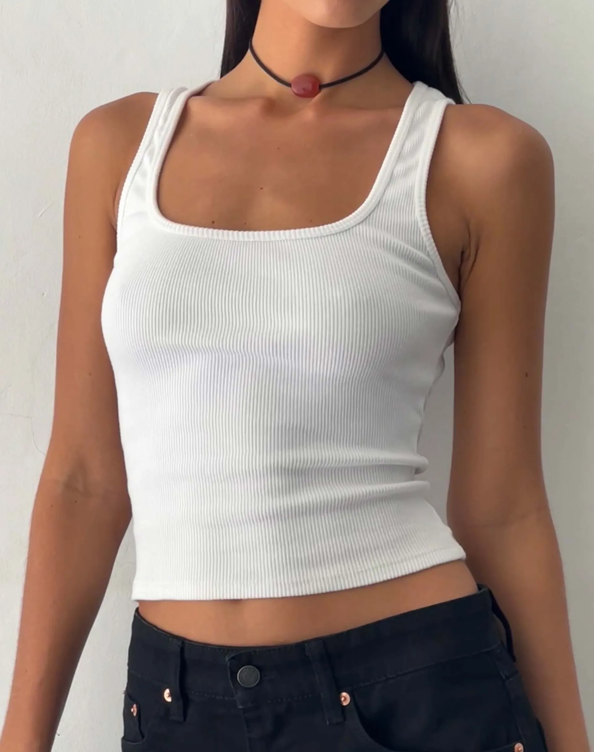 Motel Rocks Vest Tops-Roxe Vest Top in White