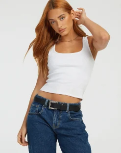 Motel Rocks Vest Tops-Roxe Vest Top in White