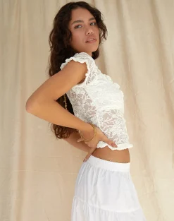 Motel Rocks Lace Tops-Rufte Top in Lace Ivory LaceIvory