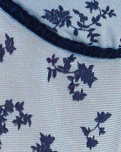 Motel Rocks Printed Tops-Rumako Open Front Crop Top in Light Blue Black Botanist Flocking
