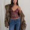 Motel Rocks Strappy Tops | Going Out Tops-Rumaysa Top in Printed Lace and Abstract Leopard Spots PrintedLaceandAbstractLeopardSpots