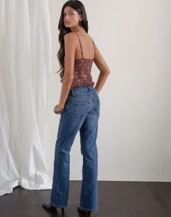 Motel Rocks Strappy Tops | Going Out Tops-Rumaysa Top in Printed Lace and Abstract Leopard Spots PrintedLaceandAbstractLeopardSpots