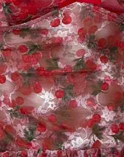 Motel Rocks Printed Tops | Strappy Tops-Rumaysa Top in Printed Lace Cherry PrintedLaceCherry