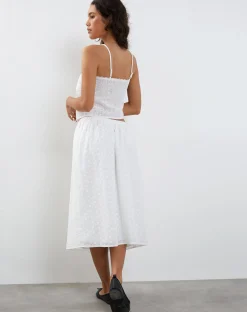 Motel Rocks Midi Skirts-Rusma Midi Skirt in White Broderie