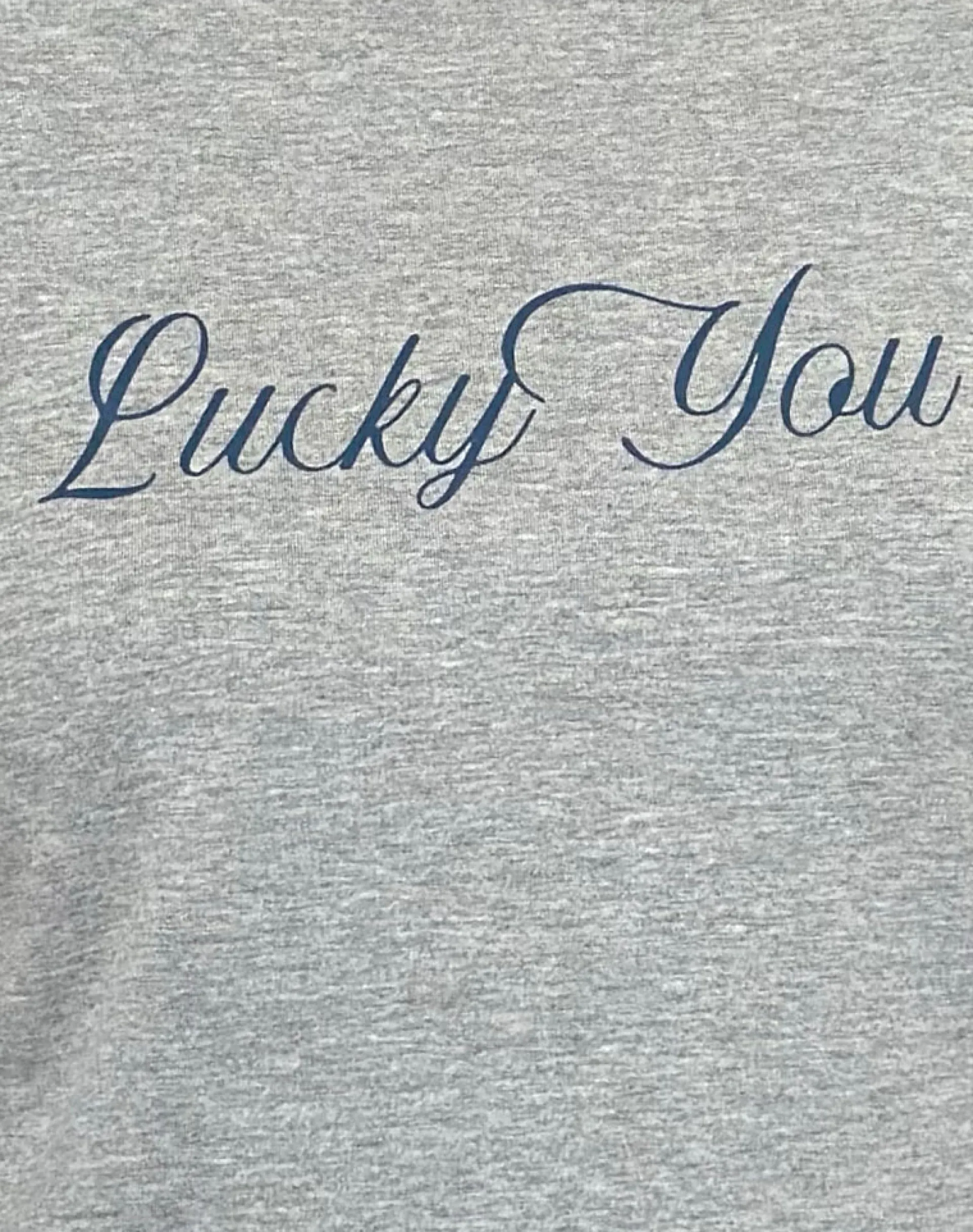 Motel Rocks Long Sleeve Tops-Sabani Top in Grey Marl Navy with Lucky You Print