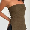 Motel Rocks Basic Tops | Bandeau Tops-Sadi Tube Top in Textured Chocolate