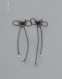 Motel Rocks Accessories-Sadie Bow Earrings in Silver