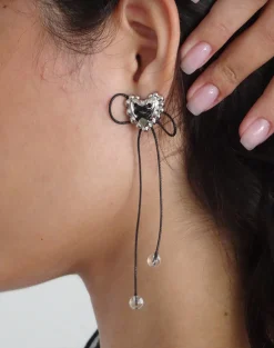 Motel Rocks Accessories-Sadie Bow Earrings in Silver