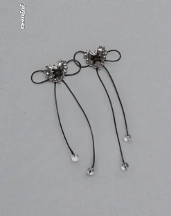 Motel Rocks Accessories-Sadie Bow Earrings in Silver