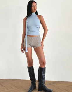 Motel Rocks Halterneck Tops | Going Out Tops-Saeran Halterneck Top in Blue Shimmer