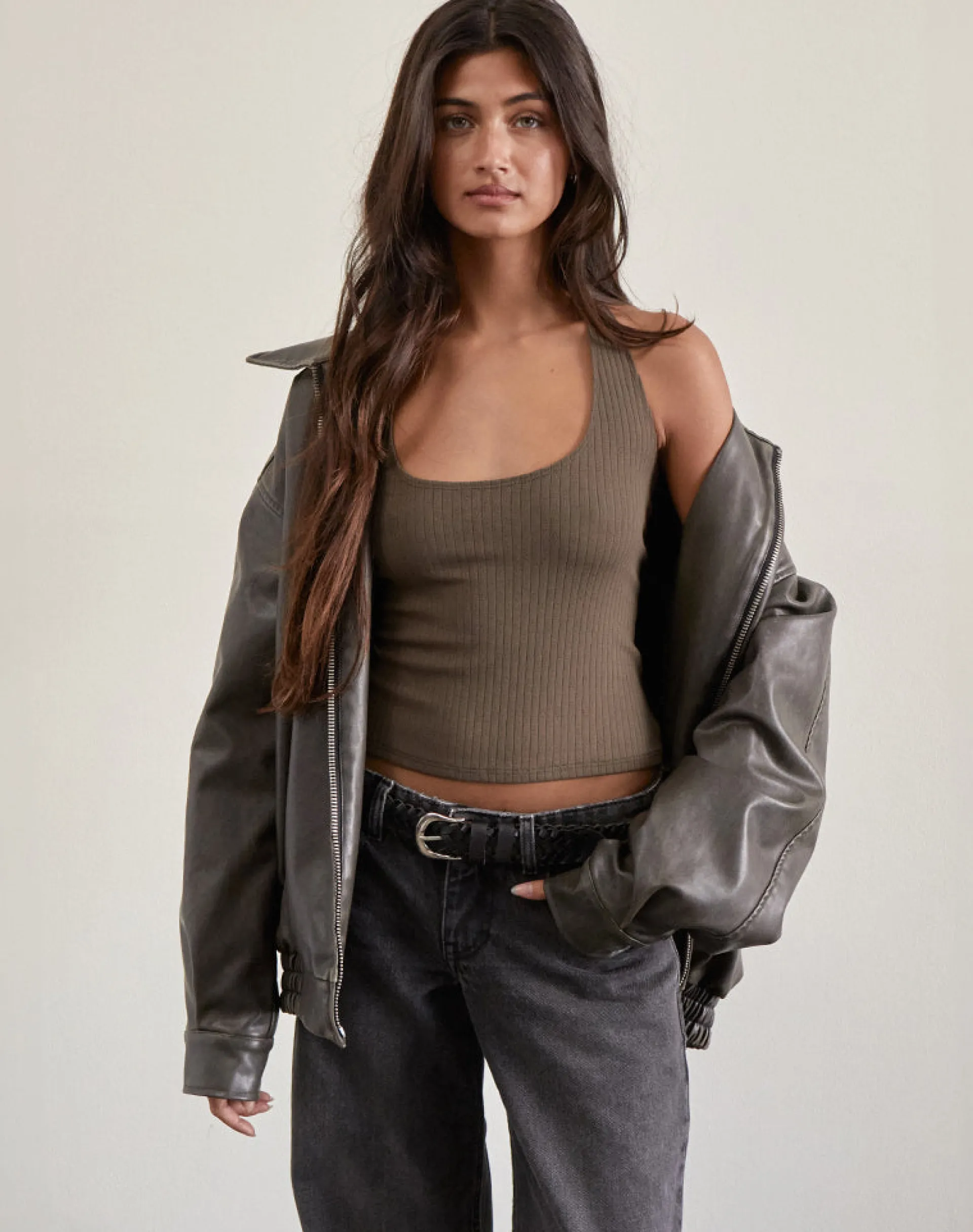 Motel Rocks Halterneck Tops | Strappy Tops-Sajani Top in Pointelle Coffee