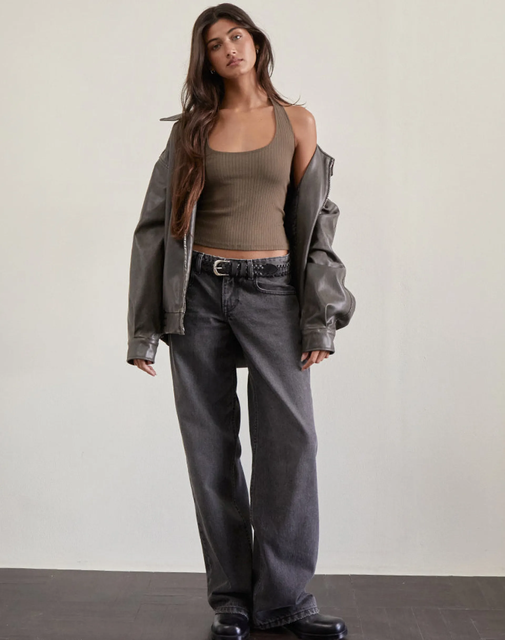 Motel Rocks Halterneck Tops | Strappy Tops-Sajani Top in Pointelle Coffee