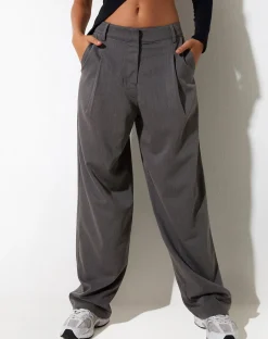 Motel Rocks Co-Ords | Wide Leg Pants-Sakaria Wide Leg Trouser in Tailoring Charcoal TailoringCharcoal