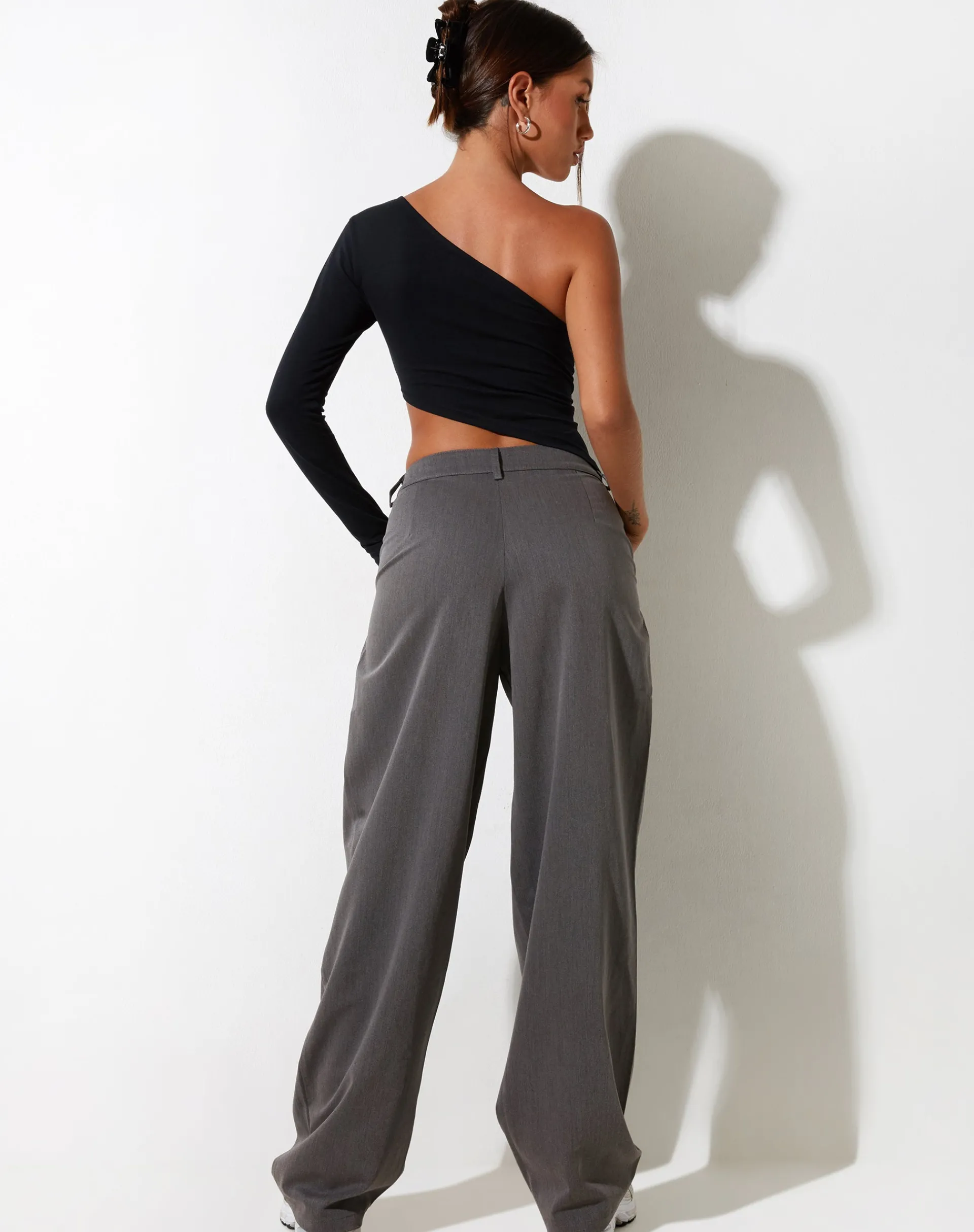 Motel Rocks Co-Ords | Wide Leg Pants-Sakaria Wide Leg Trouser in Tailoring Charcoal TailoringCharcoal