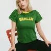 Motel Rocks Basic Tops | Printed Tops-Sakha Boxy Top in Elm Green with Yellow Binding and Berlin Emb ElmGreenwithYellowBindingandBerlinEmb