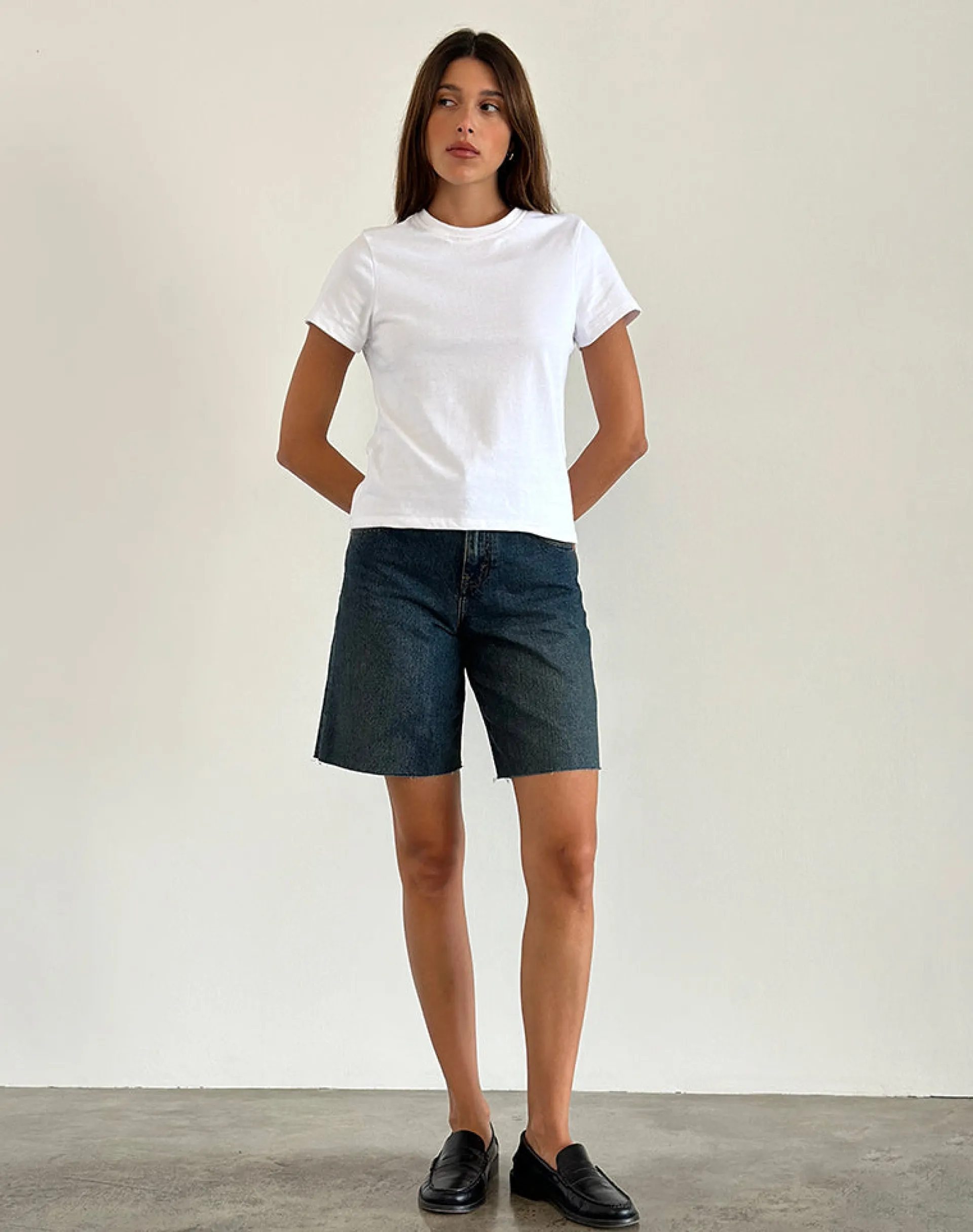 Motel Rocks Basics | Basic Tops-Sakha Boxy Top in Plain White PlainWhite