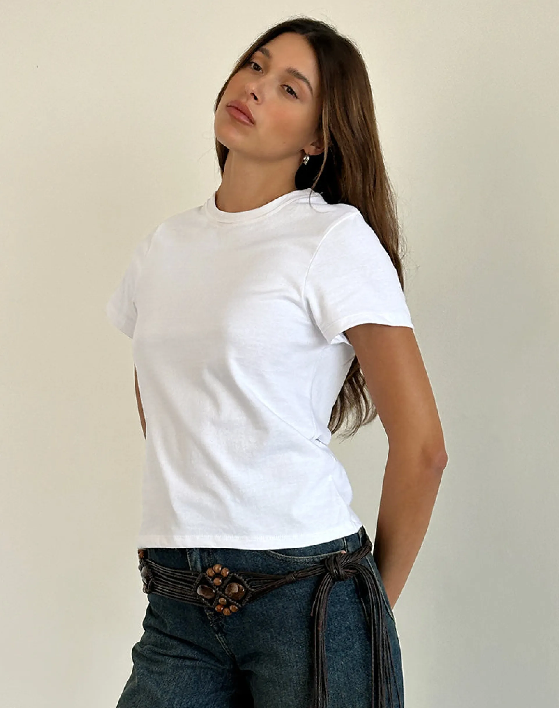 Motel Rocks Basics | Basic Tops-Sakha Boxy Top in Plain White PlainWhite