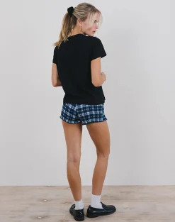 Motel Rocks Basic Tops | Tees-Saki Tee in Black With Tea Time Print BlackwithTeaTimePrint