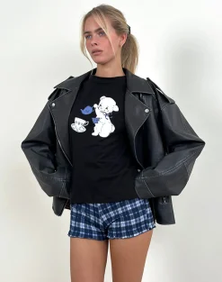 Motel Rocks Basic Tops | Tees-Saki Tee in Black With Tea Time Print BlackwithTeaTimePrint