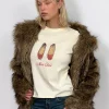 Motel Rocks Printed Tops | Tees-Saki Tee in Buttermilk with Mon Cheri Print ButtermilkwithMonCheriPrint