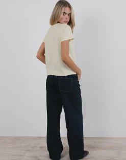 Motel Rocks Printed Tops | Tees-Saki Tee in Buttermilk with Cherry Wine Print ButtermilkwithCherryWinePrint