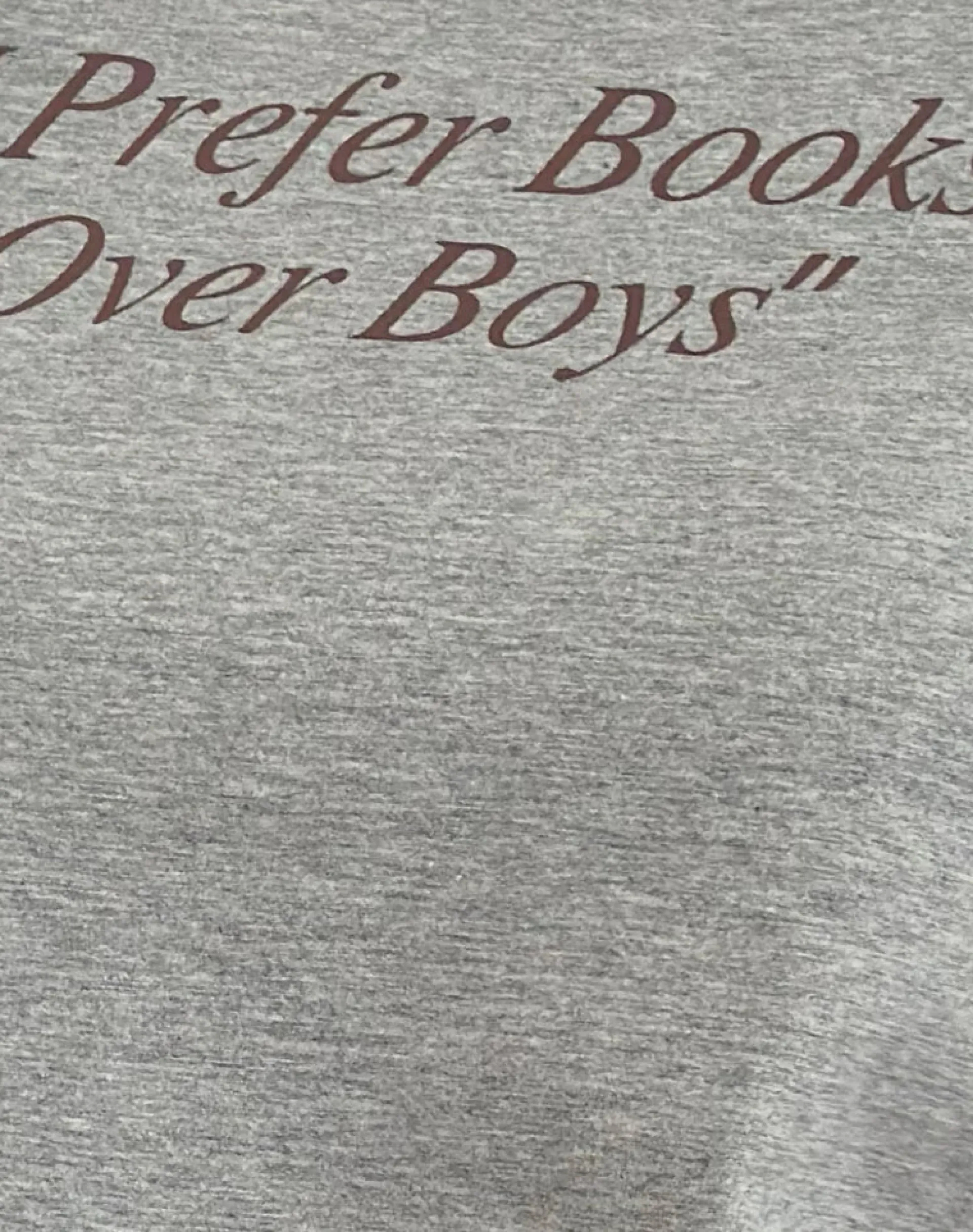 Motel Rocks Basic Tops | Printed Tops-Saki Tee in Grey Marl with I Prefer Books Over Boys Slogan GreyMarlwithIPreferBooksOverBoysSlogan