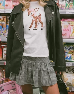 Motel Rocks Tees-Saki Tee in White Deer with Scarf WhiteDeerwithScarf