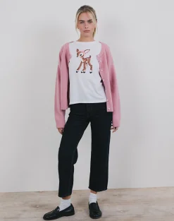 Motel Rocks Tees-Saki Tee in White Deer with Scarf WhiteDeerwithScarf