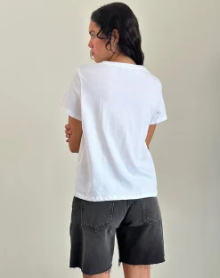 Motel Rocks Basic Tops | Printed Tops-Saki Tee in White Fig whitefig
