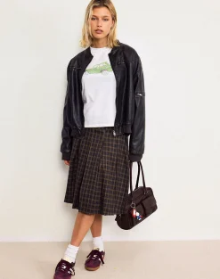 Motel Rocks Basic Tops | Printed Tops-Saki Tee in White with Green Car WhitewithGreenCar