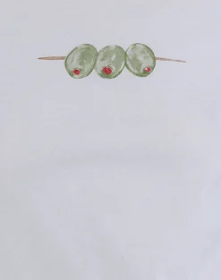 Motel Rocks Basic Tops | Tees-Saki Tee in White with Olives Graphic WhitewithOlivesGraphic