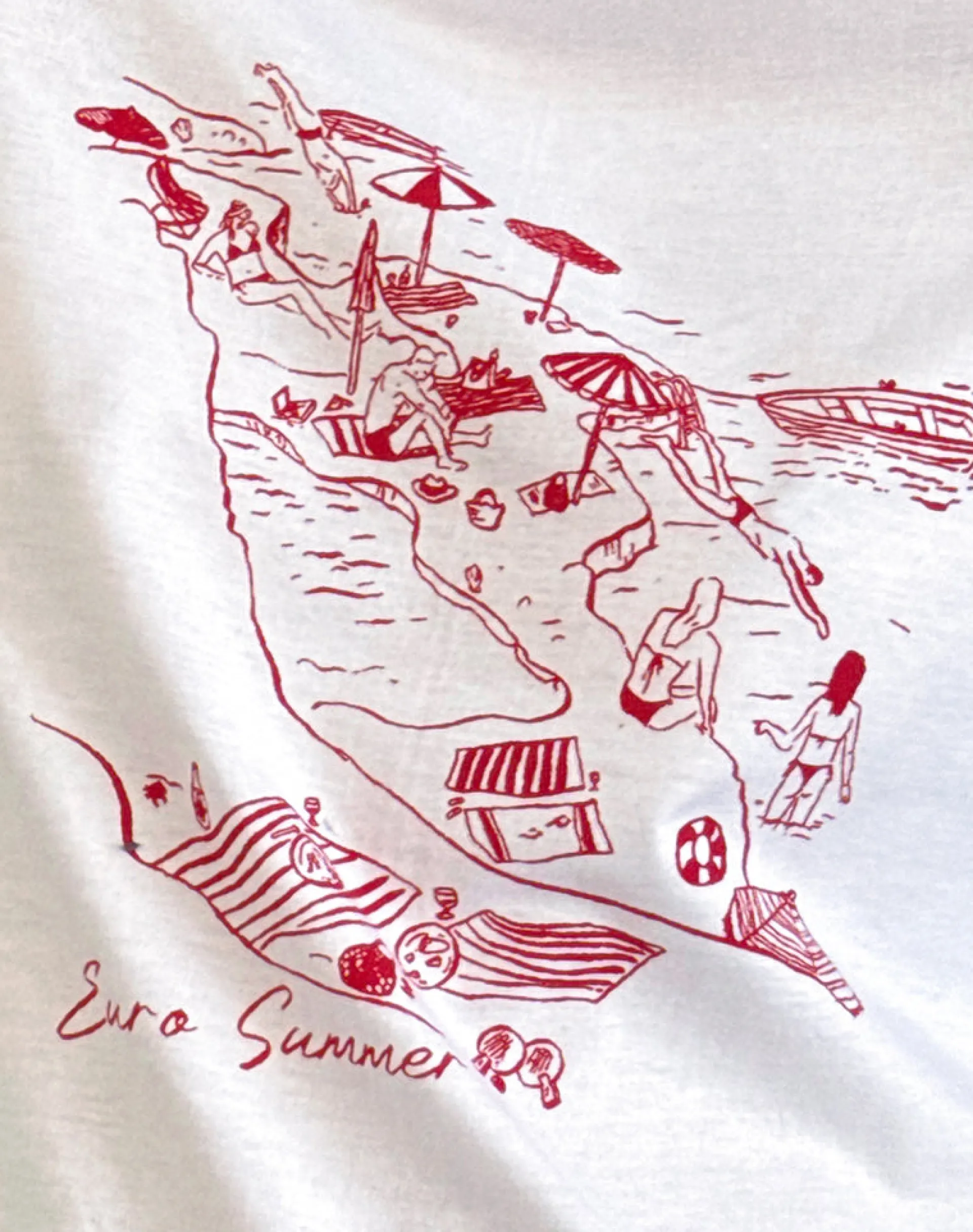 Motel Rocks Tees-Saki Tee in White with Royal Red Euro Summer WhitewithRoyalRedEuroSummer
