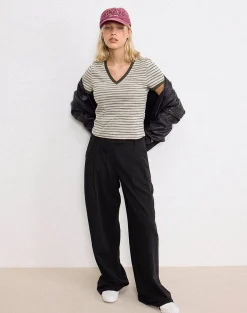Motel Rocks Tailoring | Wide Leg Pants-Sakira Oversized Wide Leg Trousers in Black