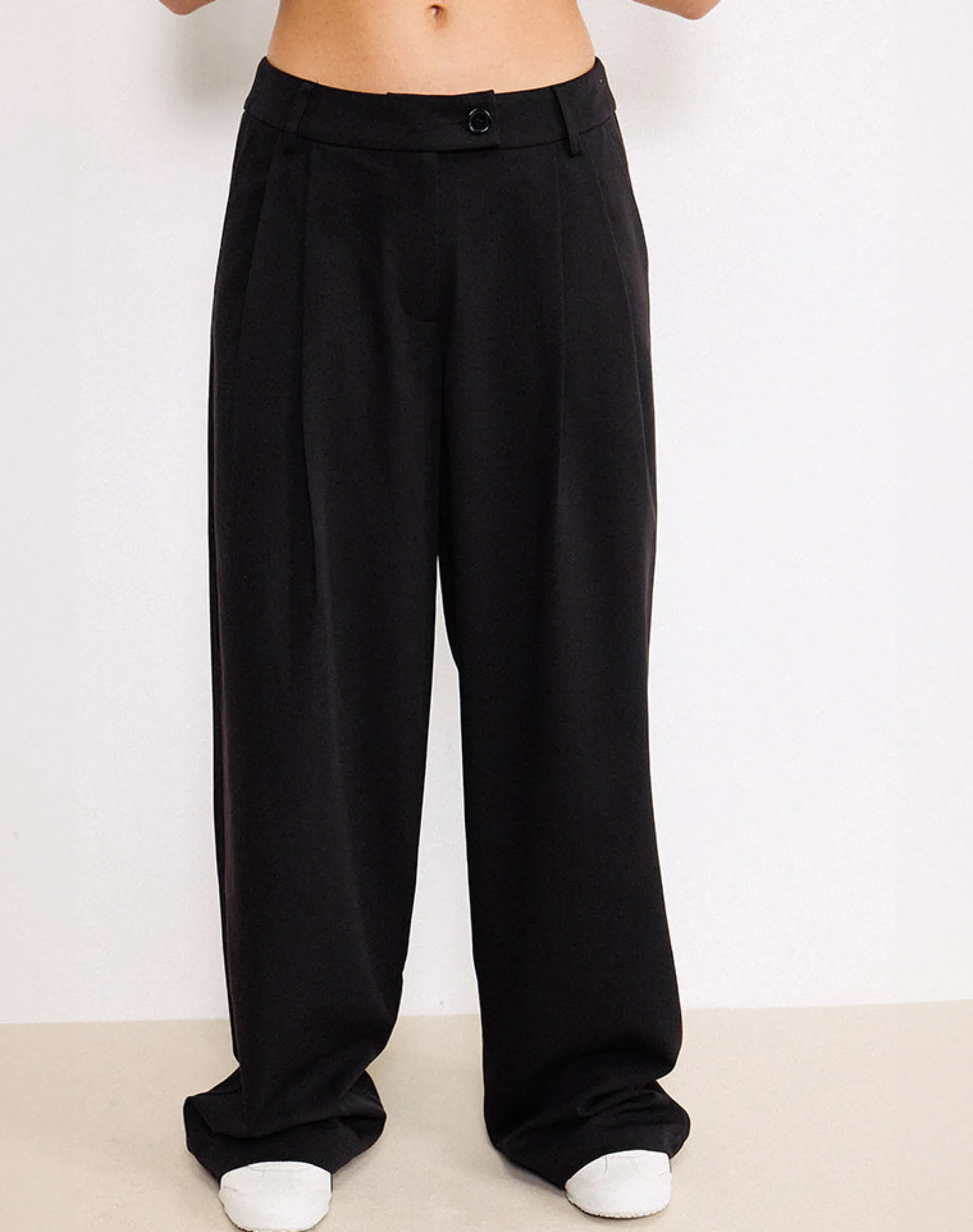 Motel Rocks Tailoring | Wide Leg Pants-Sakira Oversized Wide Leg Trousers in Black