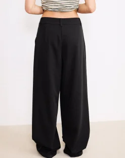 Motel Rocks Tailoring | Wide Leg Pants-Sakira Oversized Wide Leg Trousers in Black