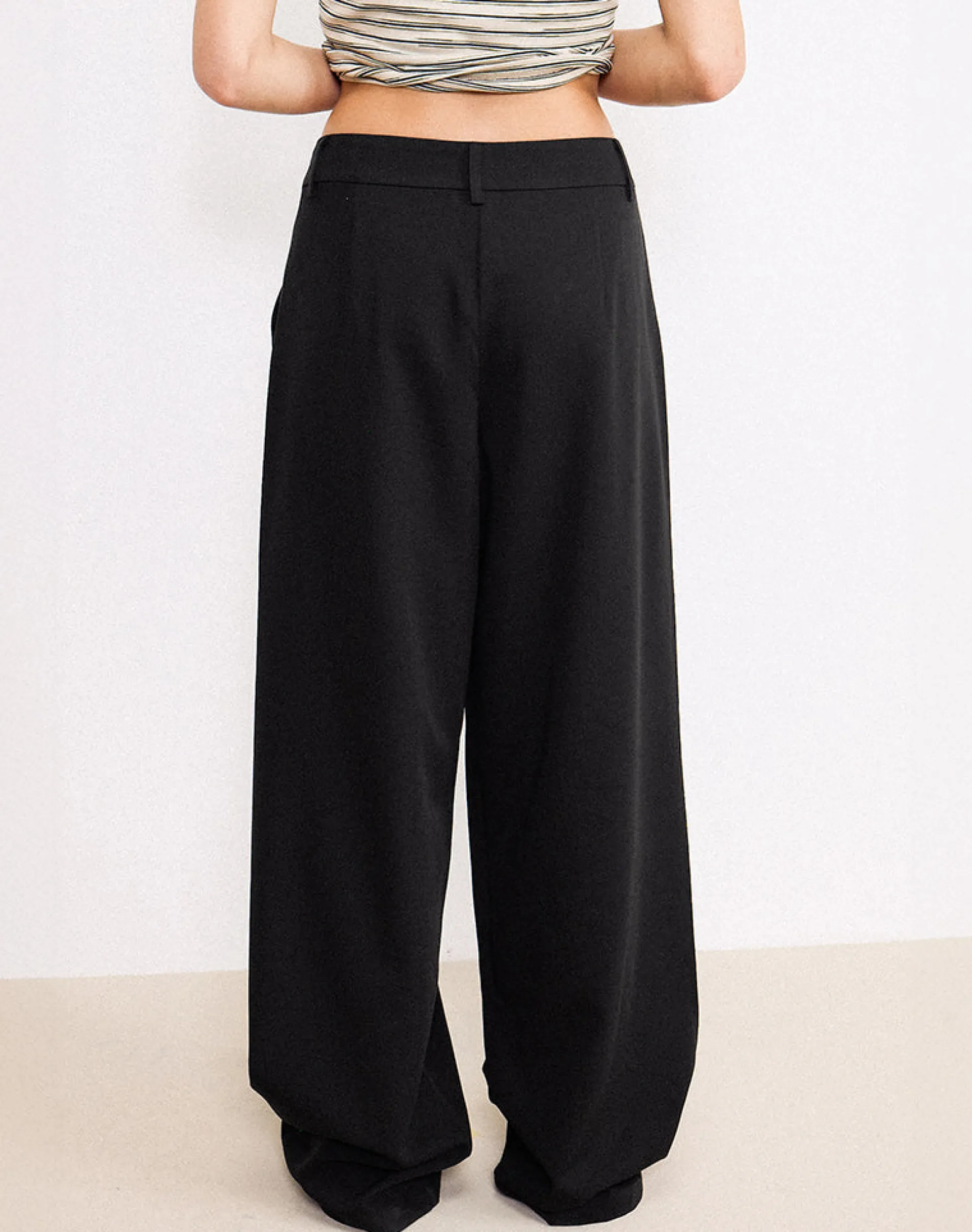 Motel Rocks Tailoring | Wide Leg Pants-Sakira Oversized Wide Leg Trousers in Black