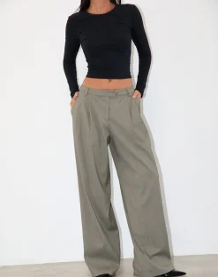 Motel Rocks Tailoring-Sakira Tailored Trouser in Khaki Grey KhakiGrey